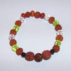Inel reglabil din metal nobil cu Rudraksha