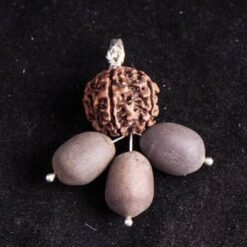 Inel reglabil din metal nobil cu Rudraksha