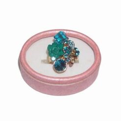 Inel placat cu aur de 18K cristale marine