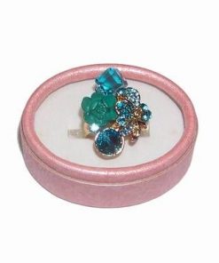 Inel placat cu aur de 18K cristale marine