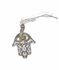 Pandantiv  cu palma lui fatima sau HAMSA si  chihlimbar