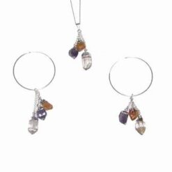 Set din argint 925 cu  citrin,ametist,cristal de stanca Set din argint 925 cu  citrin,ametist,cristal de stanca