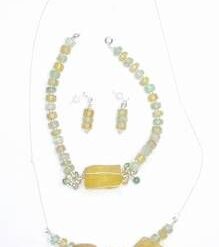 Set din citrin cu jad si argint 925
