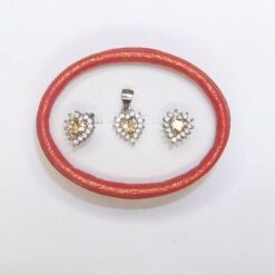 Set din citrin in forma de inima Set din citrin in forma de inima