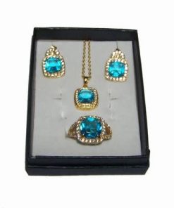 Set placat cu aur si cristal Blue Sky pentru succes