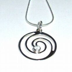 Spirala Reiki din argint si cristal de topaz blu