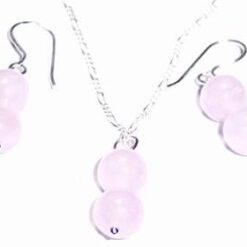 Set din argint si cristale de cuart roz