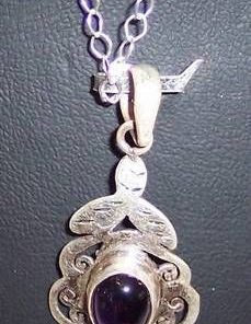 Pandantiv din argint si cristal de ametist, pe lantisor