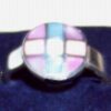 Inel din argint cu sidef multicolor