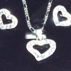 Set de bijuterii din argint, inimiorare si strasuri