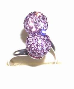 Inel de logodna din argint cu cristale Swarovski si spinel