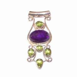 Pandantiv din argint cu ametist si olivina