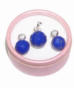 Set din aur de 14 K cu cristale de lapis lazuli si perle