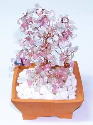 Copacel cu cristale de cuart roz si cuart fumuriu