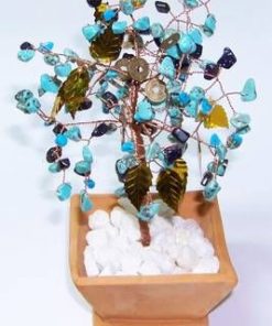 Copacel cu cristale de turcoaz, piatra soarelui bleumarin