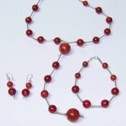 Set din argint cu cristal de coral