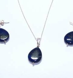 Set din aur de 14 K cu cristale de lapis lazuli si perle