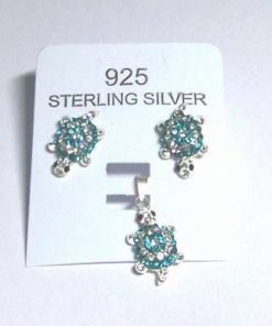 Set din argint cu cristale Swarovski - broscute verzi