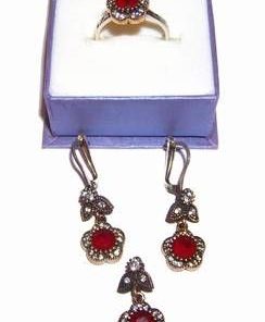 Set din argint cu rubin - model vintage