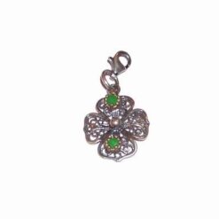Pandantiv din argint cu smarald - Trifoi antichizat