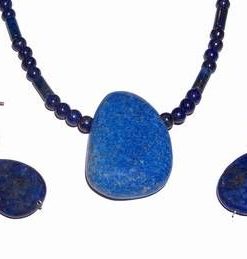 Set din aur de 14 K cu cristale de lapis lazuli si perle