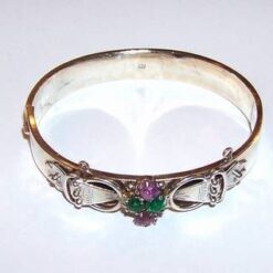 Bratara din argint, fixa, cu cristale de ametist