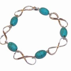 Bratara din argint cu cifra 8 si cristale de turcoaz