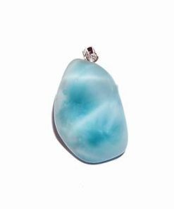 Cristal natural din larimar cu agatoare din argint