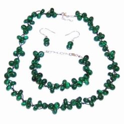 Set din argint cu cristale de malachit Set din argint cu cristale de malachit