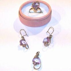 Set din argint cu cristale Swarovski in forma de floare