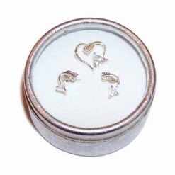 Set din argint cu cristale, in forma de inima afroditei