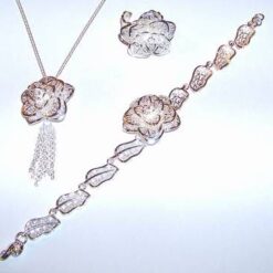 Set Trandafirul Iubirii, placat din argint, pe lant din ag