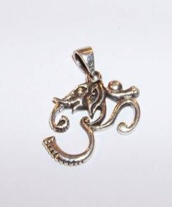 Simbolul Tao/OM din argint, cu elefant - pandantiv unisex
