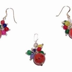 Set din argint cu cristale de cora