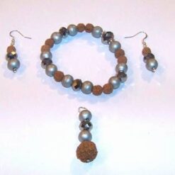 Inel reglabil din metal nobil cu Rudraksha