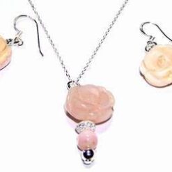 Set fantezie din opal roz si perle