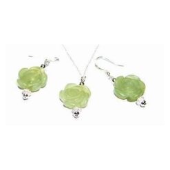 Set fantezie din jad verde si perle