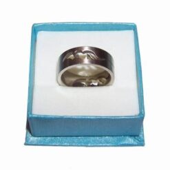 Inel unisex din inox cu 3 dungi din cauciuc negru