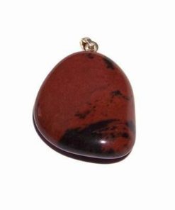Pandantiv din obsidian rosu-negru cu agatoare de argint