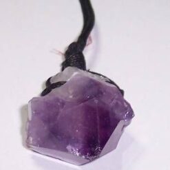 Pandantiv din ametist - piatra bruta, pe siret negru