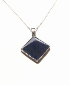 Pandantiv din lapis lazuli pe siret din silicon
