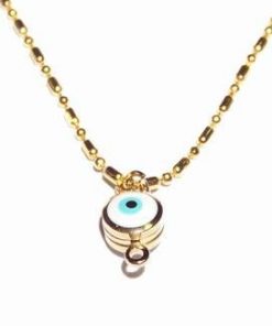 Ochiul lui Horus alb placat cu aur de 14 K
