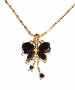 Pandantiv placat cu aur de 14 K cu safir negru