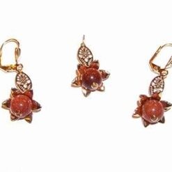 Set placat cu aur si cristale de piatra soarelui