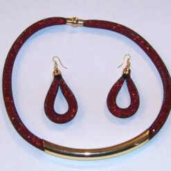 Set placat cu aur, tubular, rosu