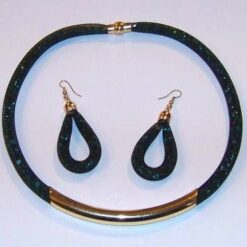 Set placat cu aur, tubular, verde