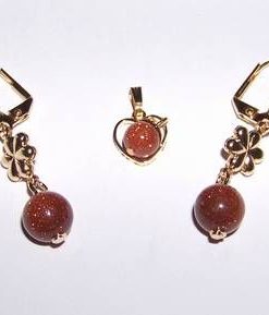 Set placa cut aur de 18K cu perle - pandantiv si cercei