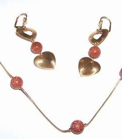 Set placat cu aur de 14K si piatra soarelui maro