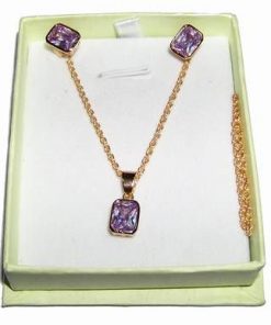 Set placat cu aur 18 K si cristal de ametist