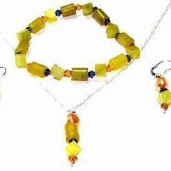 Bratara pe elastic cu jad lemon si granat